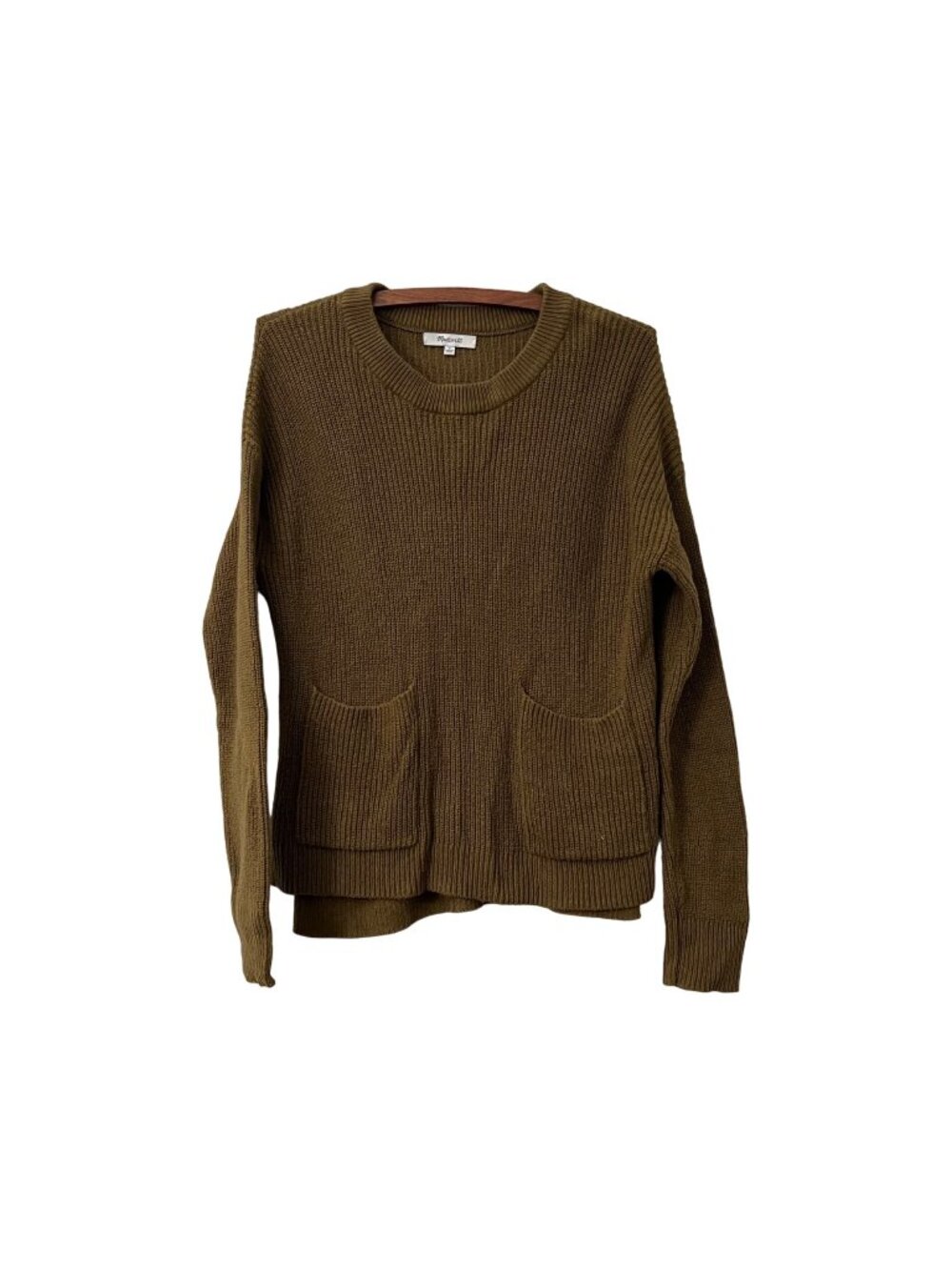 Madewell Womens Brown Pocket Front Chunky Knit Pullover Sweater Size Small